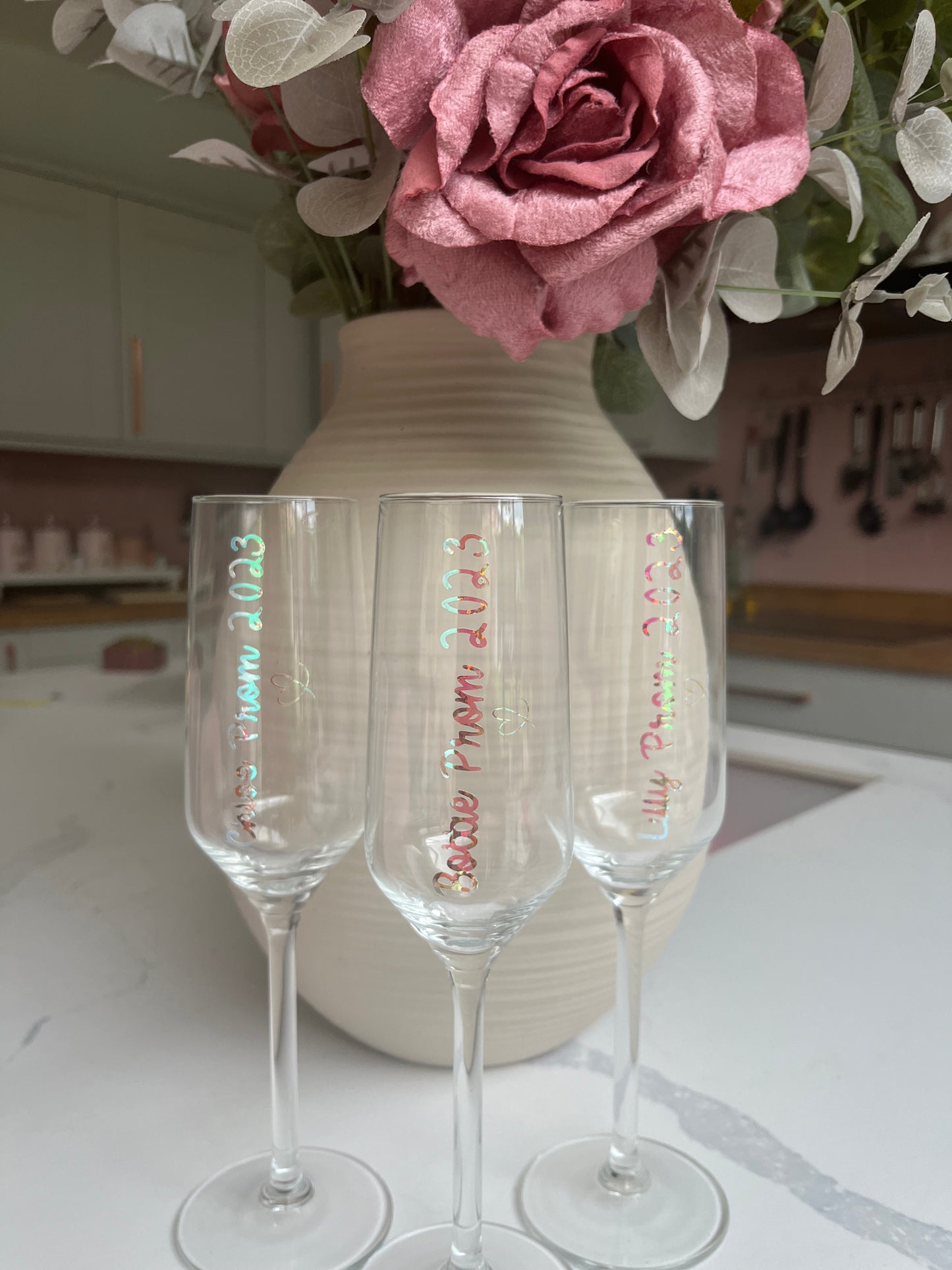 Personalised champagne glasses
